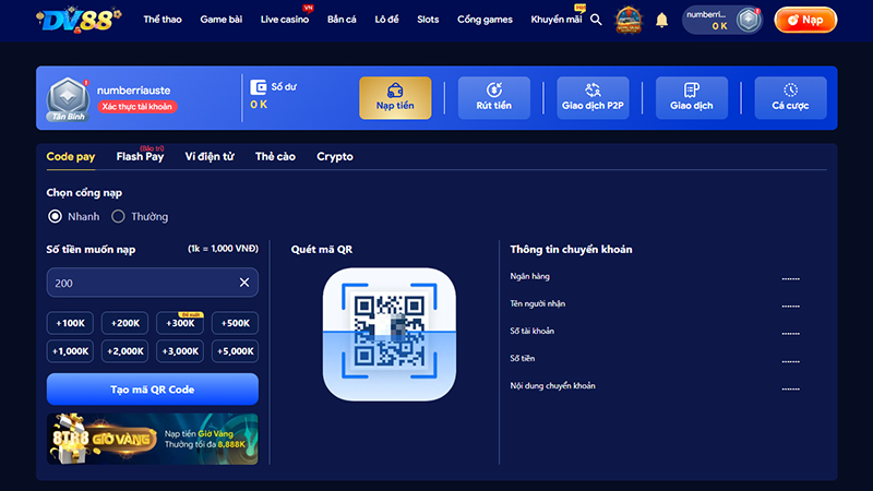 Thanh khoản sòng phẳng suốt 10 năm tại nhà cái uy tín DV88